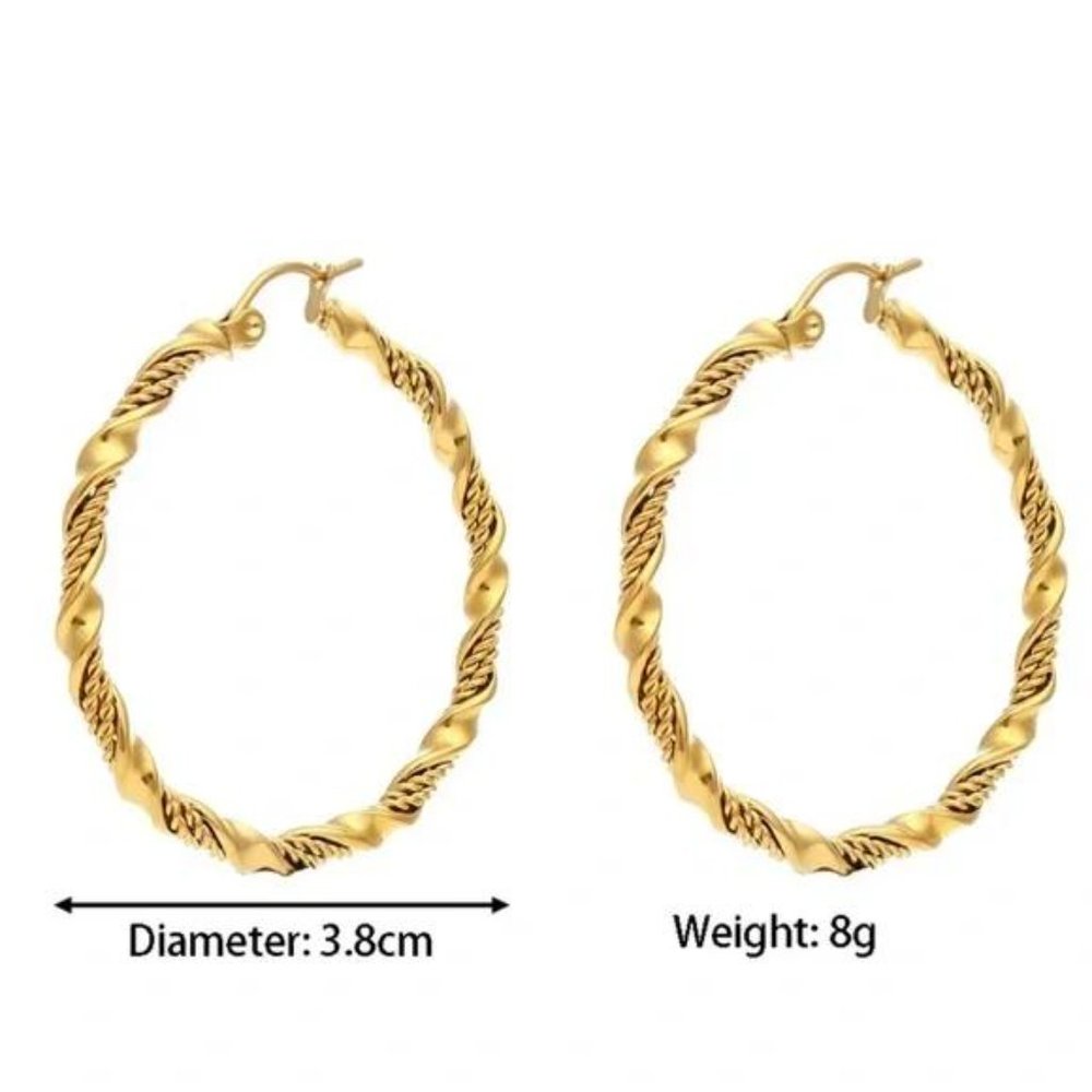 New Gold 18K Big Circle Hoop Earrings, NICE EARRINGS, CUTE EARRINGS - Picture 7 of 7